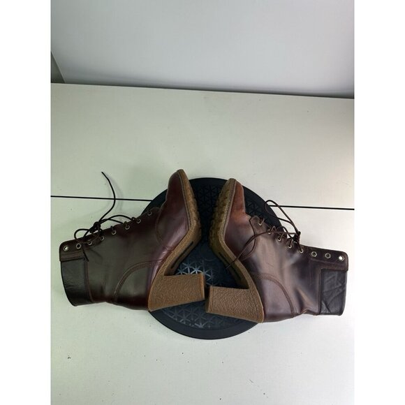 Timberland Glancy Brown Leather Lace Up Ankle Boot A18Z6 Block Heel Womens 8.5 - Picture 6 of 10